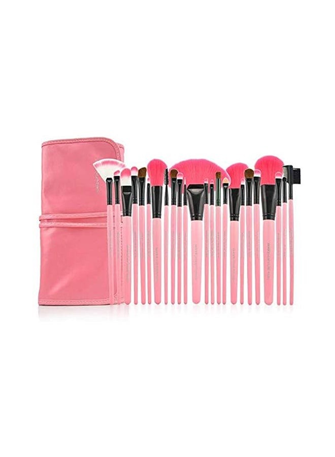 24-Piece Professional Soft Makeup Brush Set With Bag Pink/Black