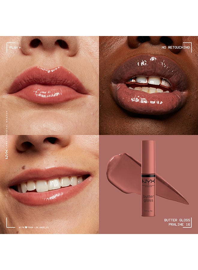 Butter Gloss, Non-Sticky Lip Gloss - 16 Praline, 8ml Praline - image 5