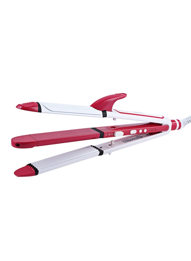 Multi Function 3 In 1 Ceramic Straighter KM-1213 Pink/White