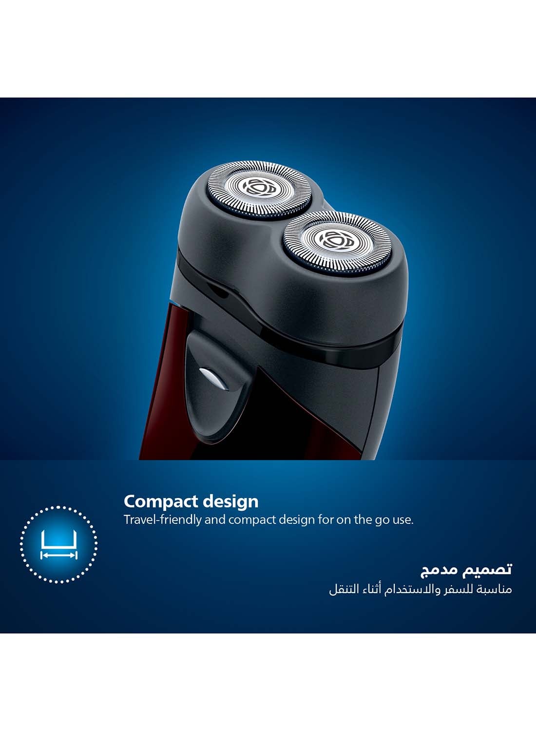 Electric Shaver PQ206/18 | Battery powered | Compact and easy to carry | Close, comfortable shave | Heads follow your face | Up to 60 min cordless | Protective cap & cleaning brush Black - image 7