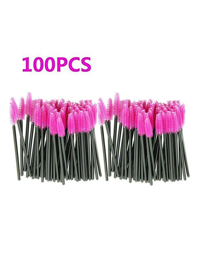 100-Piece Mascara Wands Applicator Makeup Brushes Black/Pink