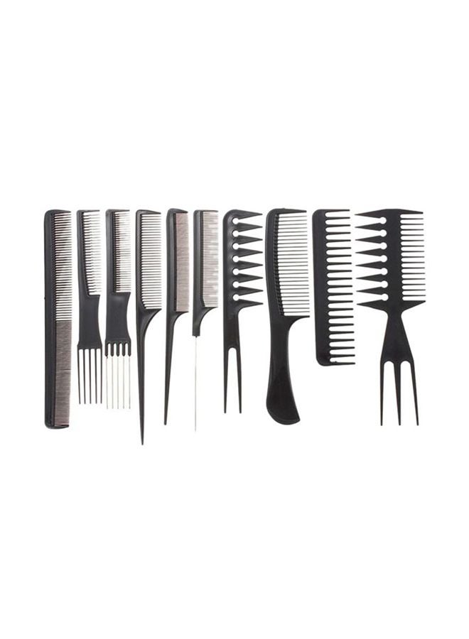 10-Piece Hair Comb Set Black