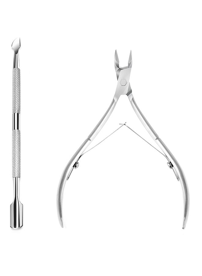 Cuticle Trimmer With Pusher Silver