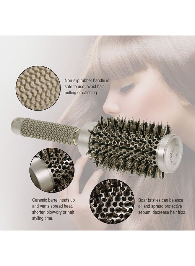 Ceramic Ionic Round Bristle Roller Comb Silver/Grey 45mm