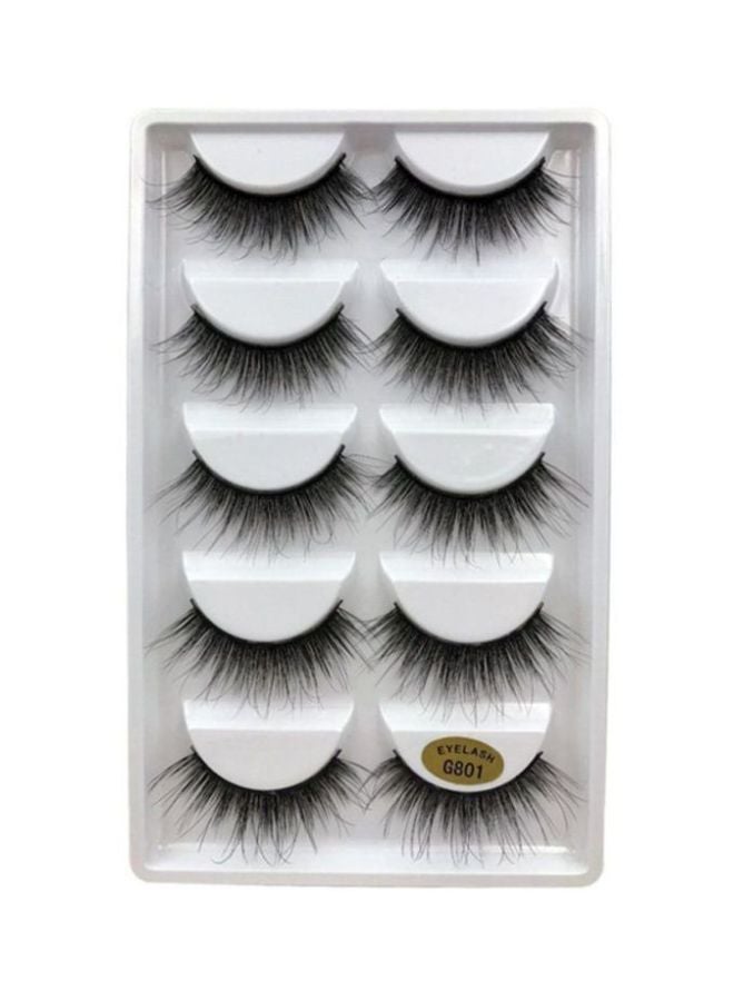Pair Of 5 Natural Fashion Handmade False Eyelashes Black