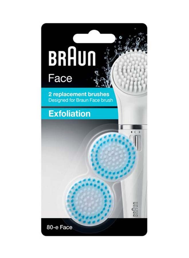 80E Replacement Face Exfoliation Brush Head Set - 2-Piece White/Blue - image 2
