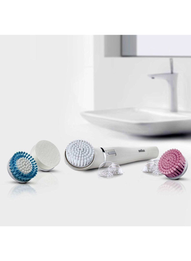 4-Piece Bonus Edition Facial Cleansing Replacement Brush Set White/Pink/Blue - image 2