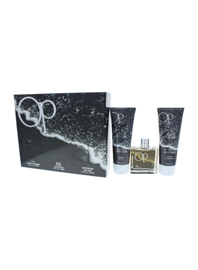 Op Black Gift Set EDT Spray 3.4 Oz, Shampoo 8.5 OZ, Moisturizing Body Wash 8.5 Oz