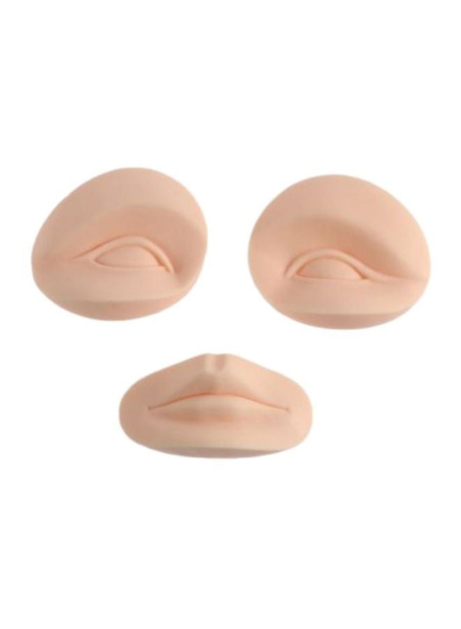 3-Piece 3D Lip Eyebrow Permanent Makeup Tattoo Practice Skin Silicone Beauty Tool Model Beige