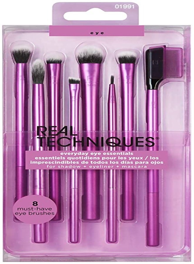 Real Techniques Enhanced Eye Set Eyeshadow & Eyeliner Makeup Brush Kit for Every Look Multicolour