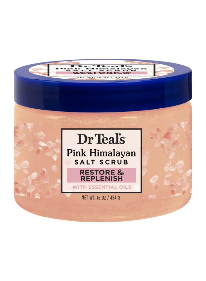 Pink Himalayan Salt Scrub to Restore & Replenish - Gently Exfoliates & Smoothes Skin with Bergamot & Sweet Orange Oils Pink 454grams