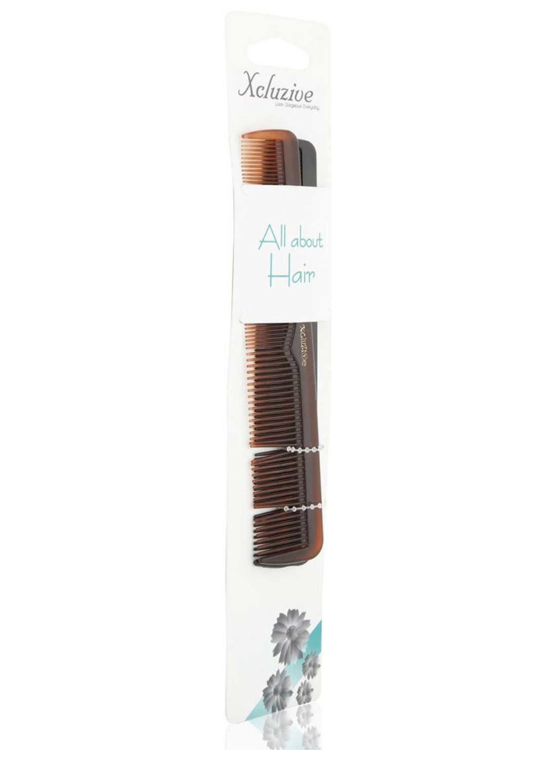 2-Piece Pocket Hair Comb Brown/Black