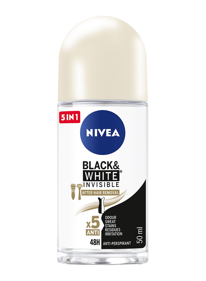Black And White Invisible Silky Smooth, Antiperspirant For Women, Roll-On 50ml