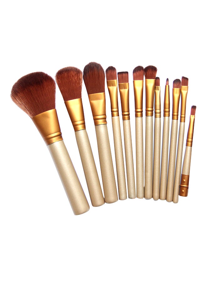 12-Piece Goat Hair Brush Set Brown