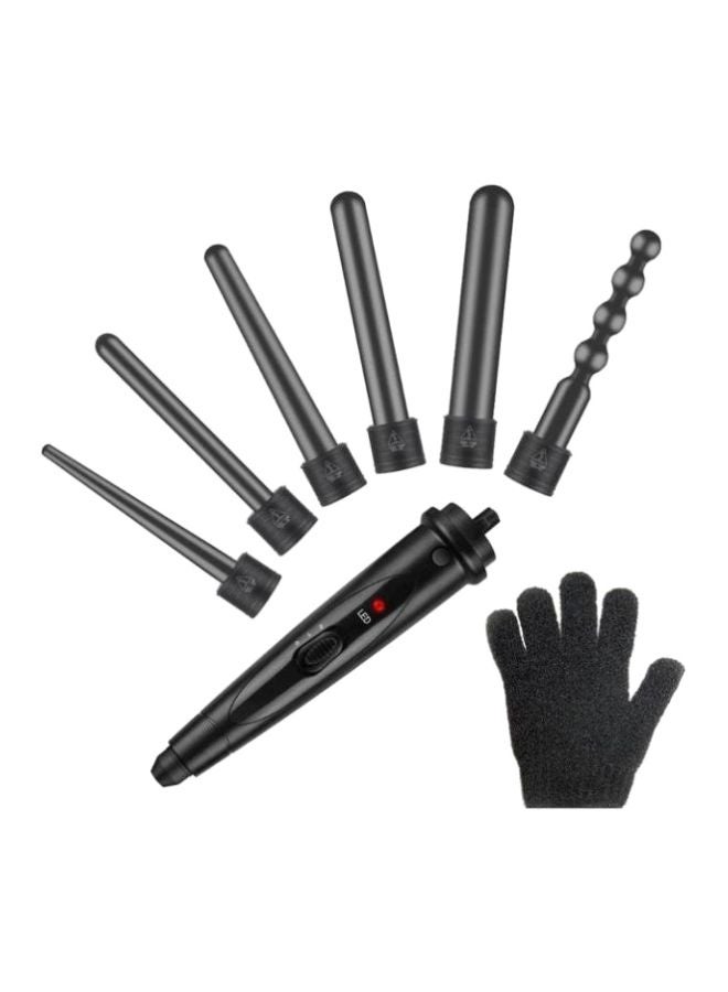 6 in 1 interchangeable Wand Hair curling Iron set Black