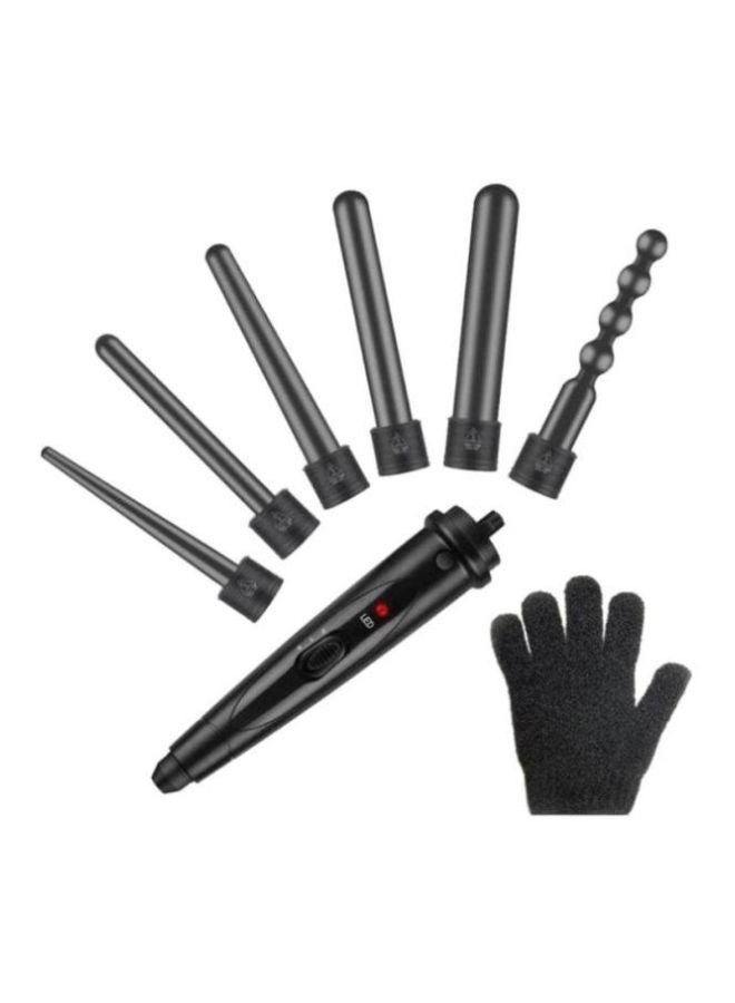 6-In-1 Hair Curler Kit With Gloves Black