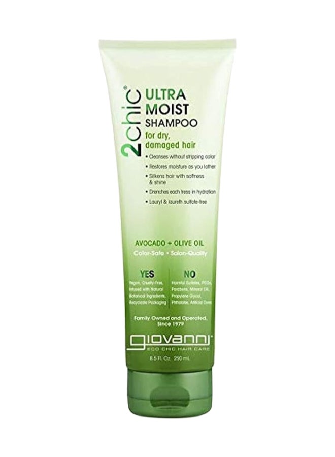 Giovanni 2Chic Ultra Moist Shampoo For Dry, Damaged Hair, Infused With Avacado And Olive Oil 250ml