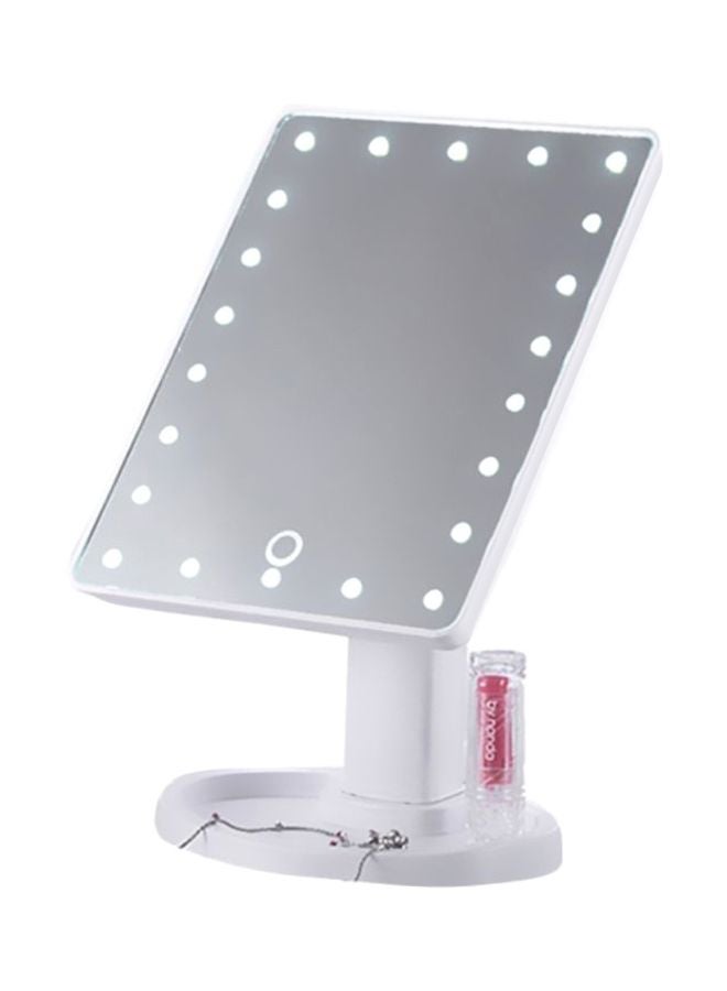 2-Piece LED Makeup Mirror Set Silver/White