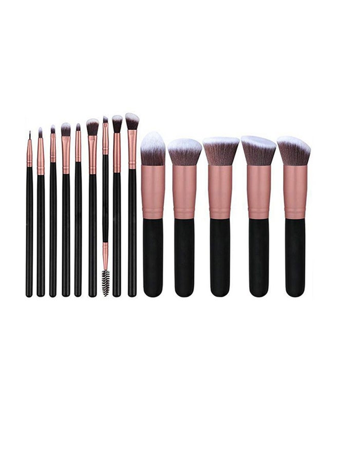 14-Piece Cosmetic Makeup Brush Set Rose Gold/Black