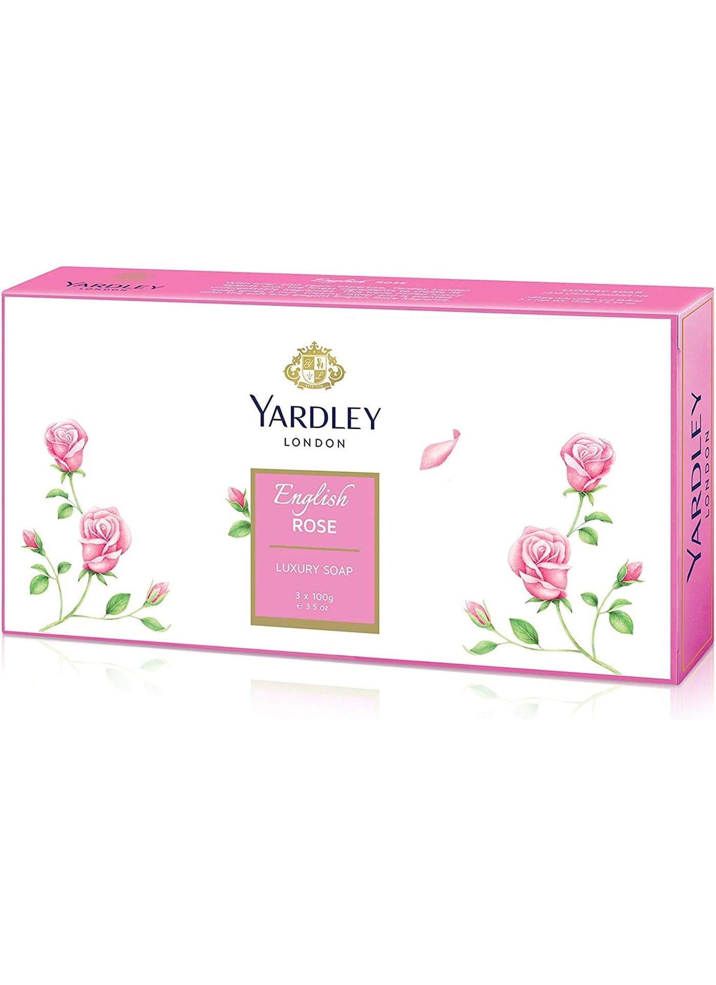 3-Piece English Rose Luxury Soap Set Pink 100grams