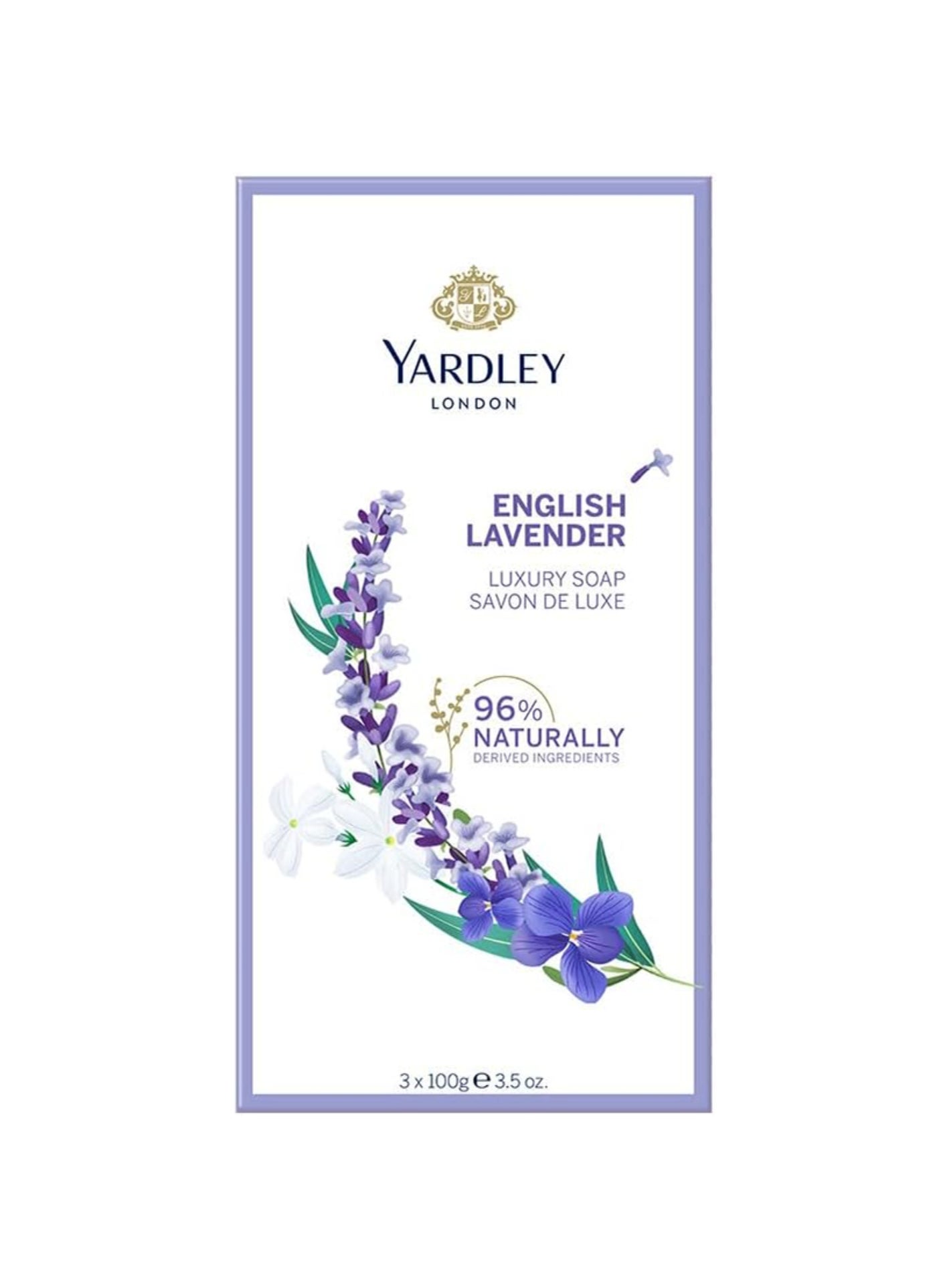 3-Piece English Lavender Luxury Soap Set Purple 3 x 100grams