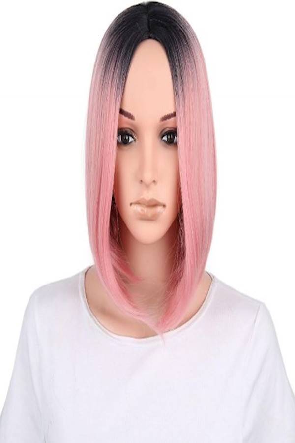 Women Short Straight hair bobo Wig - Color Pink