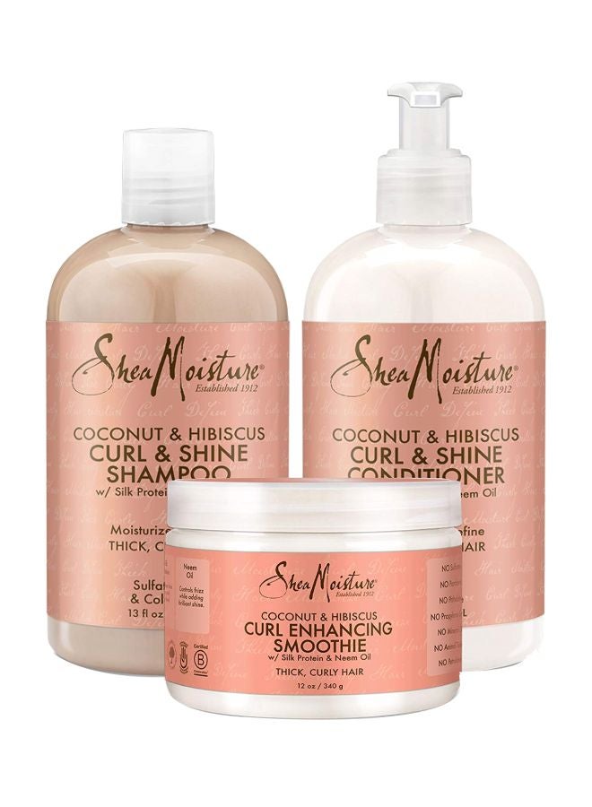 Curl And Shine Shampoo, Conditioner And Smoothie Set 384ml + 384 ML + 340G