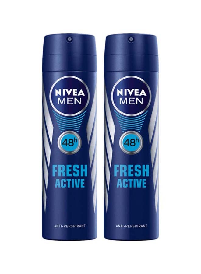 Pack Of 2 Fresh Active 48H Deodorant Spray 2x200ml