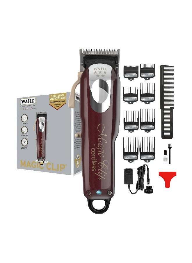 Wahl Professional 5 Star Magic Clip | Cord-Cordless | 8 premium Attachments | Staggertooth Blade | 3 Pin - GCC Maroon/Silver 0.5-1.2mm Maroon/Silver 0.5-1.2mm