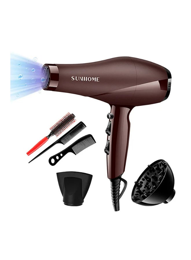 6-Piece Professional Hair Dryer Set ,1800W Brown/Black 250ml