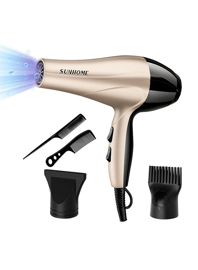 5-Piece Professional Hair Dryer Set,1800W Gold/Black 240ml