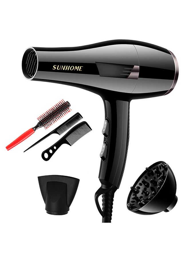 6-Piece Professional Hair Dryer Set,2200W Black 250ml