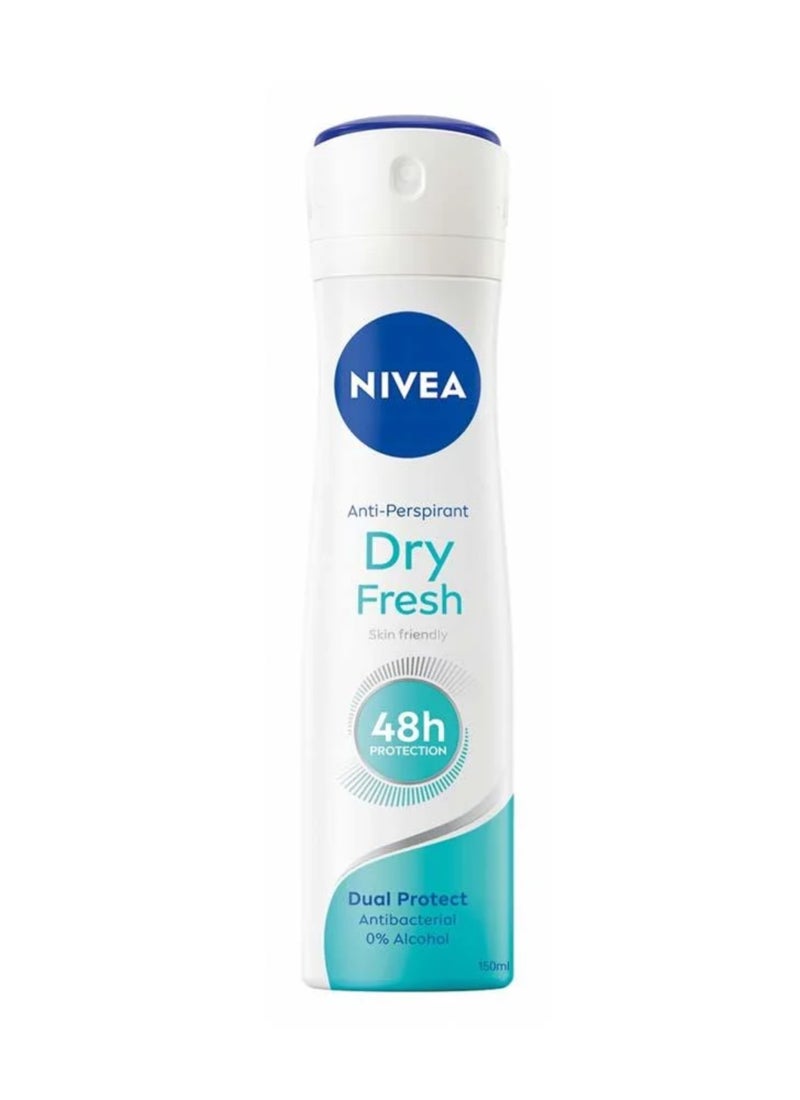 Dry Fresh, Antiperspirant And Antibacterial Protection Spray For Women 150ml
