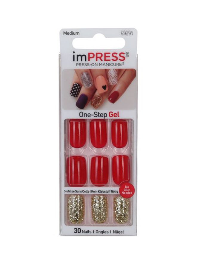 30-Piece B.Way Impress Break Dawn Nail Manicure Red/Gold - image 2