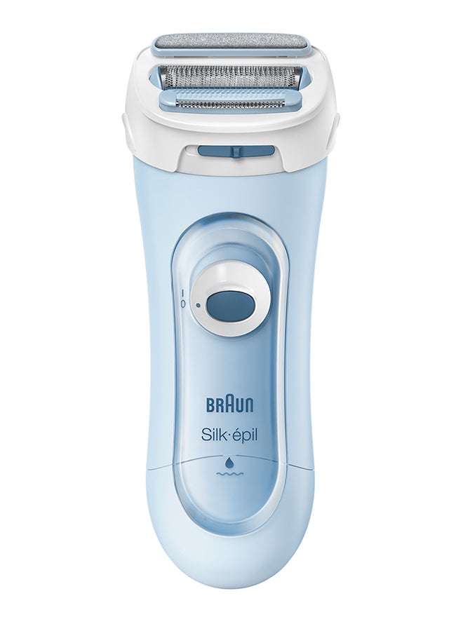 Silk-Epil Cordless Wet And Dry Electric Lady Shaver 5-160 - 3-in-1 Shaver Blue/White - image 2