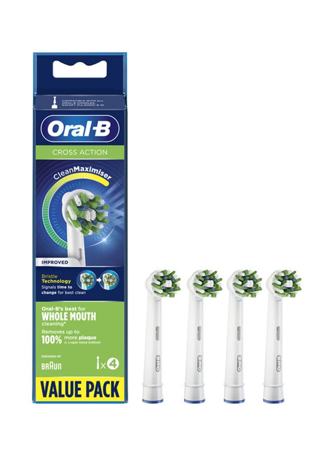 EB 50 -4 Cross Action Replacement Brush Heads; Compatible with all Oral-B rechargeable handles. White