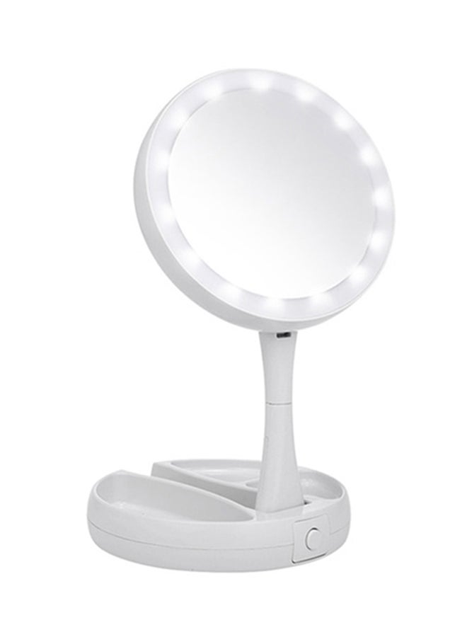 LED Makeup Mirror Foldable With Storage Box White