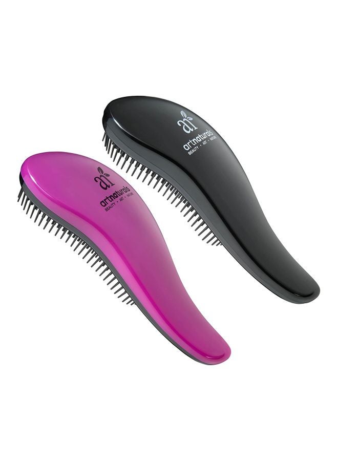 2-Piece Detangling Hair Brush Set Black/Pink