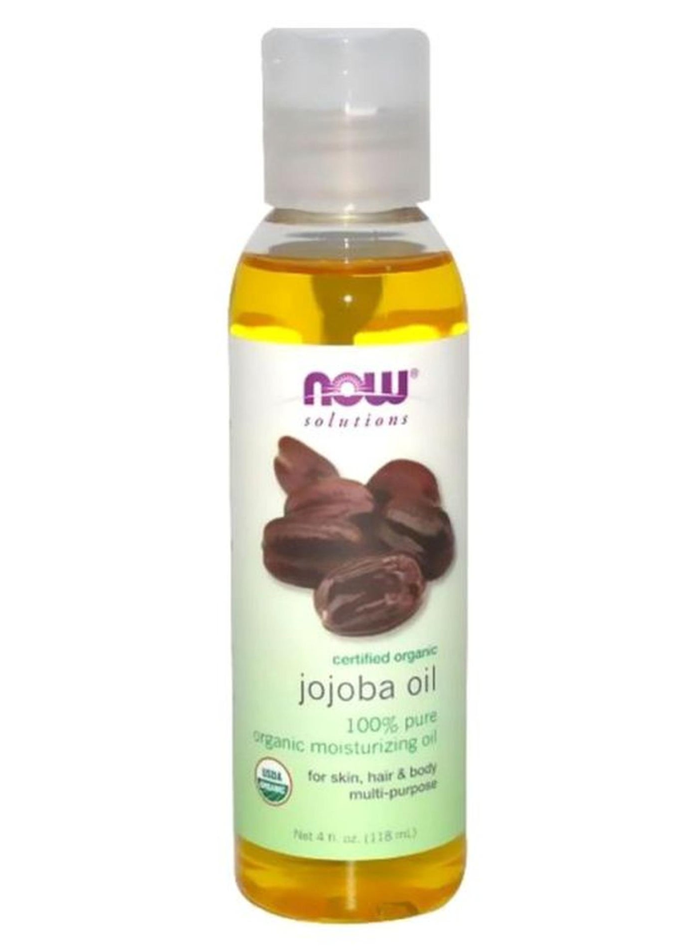 Organic Jojoba Oil, Moisturizing Multi-Purpose Oil for Face, Hair and Body Clear 118ml