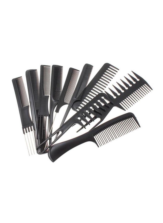 10-piece Professional Hair Comb Set Black