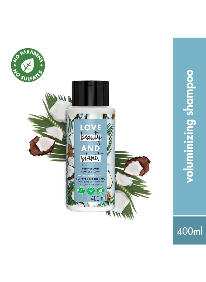 Coconut Water And Mimosa Flower Shampoo For Volume And Bounce, No Sulphates And Parabens 400ml