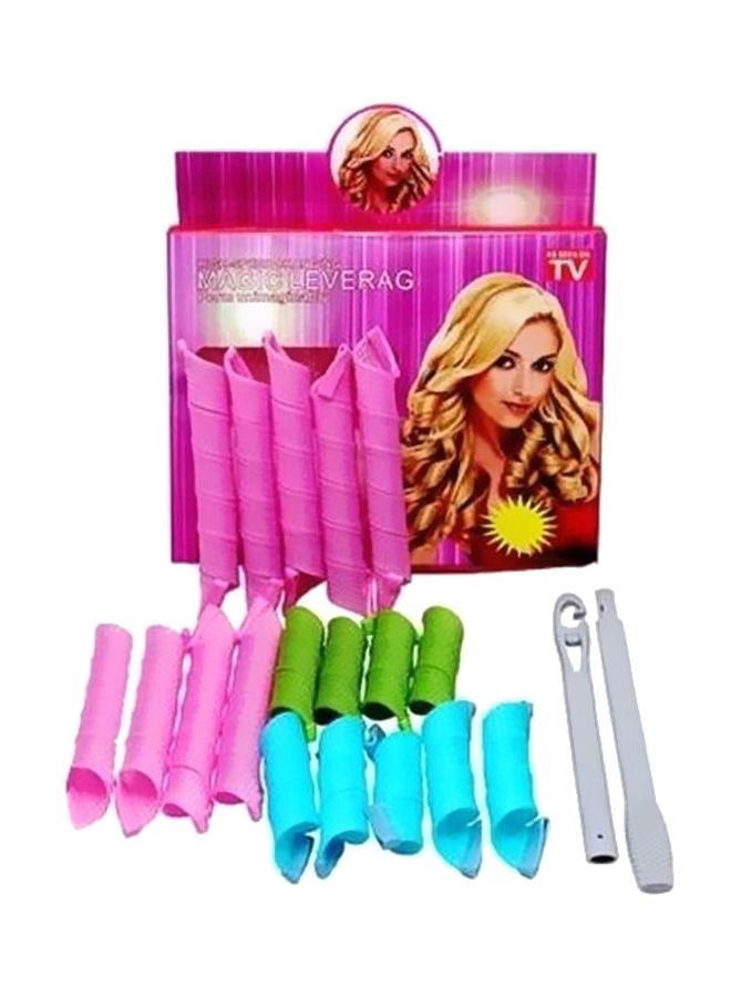 Hair Curling Kit Pink/Green/Blue