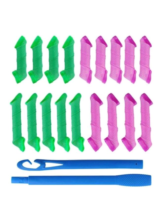 20-Piece Hair Curler Set Yellow/Blue/Green