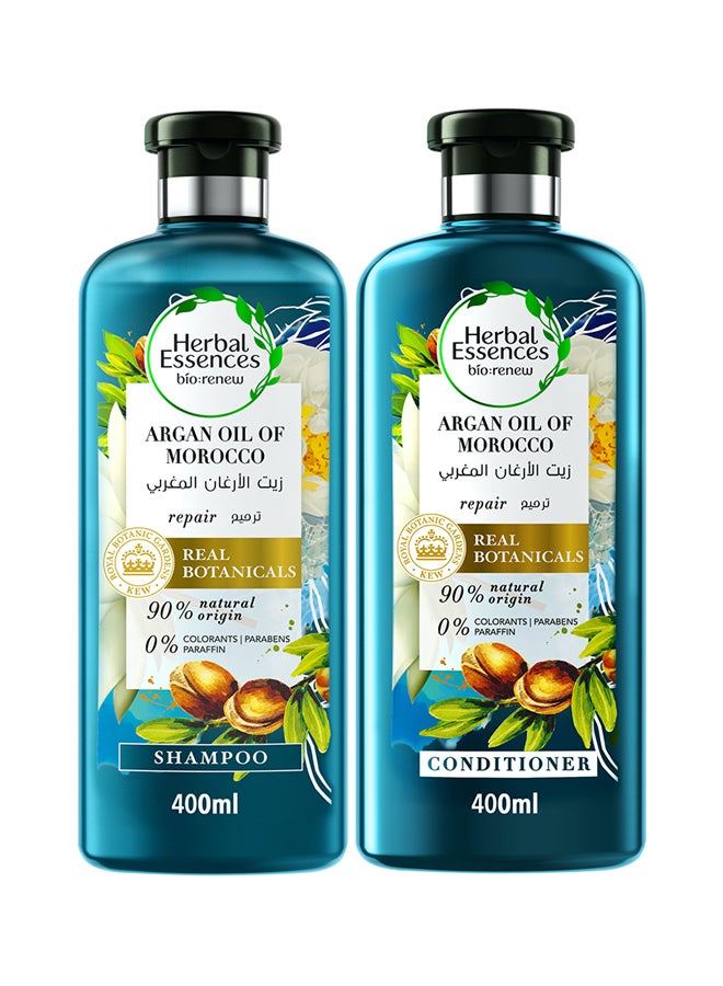 Renew Natural Shampoo And Conditioner With Argan Oil Of Morocco For Hair Repair 400ml Pack of 2
