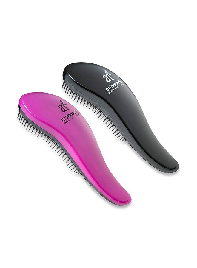 2-Piece Detangling Hair Brush Set Pink/Black