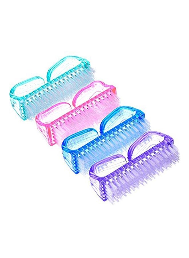 4-Piece Fingernail Brush Cleaner Set Green/Pink/Blue