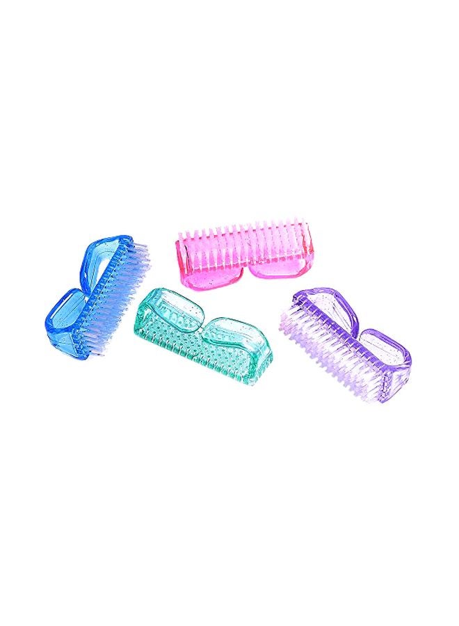 4-Piece Handle Grip Nail Brush Blue/Pink/Purple