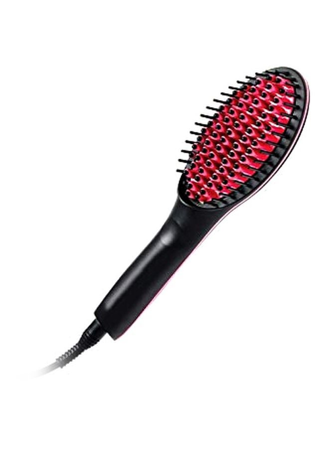 2-In-1 Ceramic Hair Straightener Brush Black/Pink