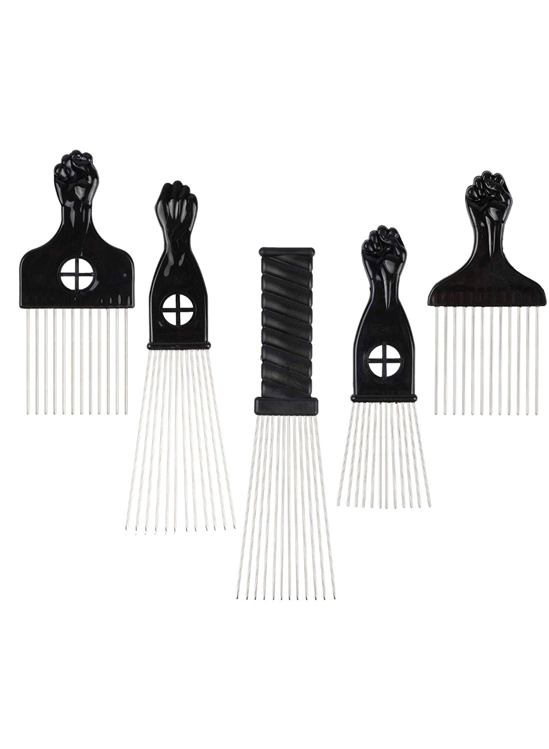 5-Piece Hairdressing Afro Comb Black/White