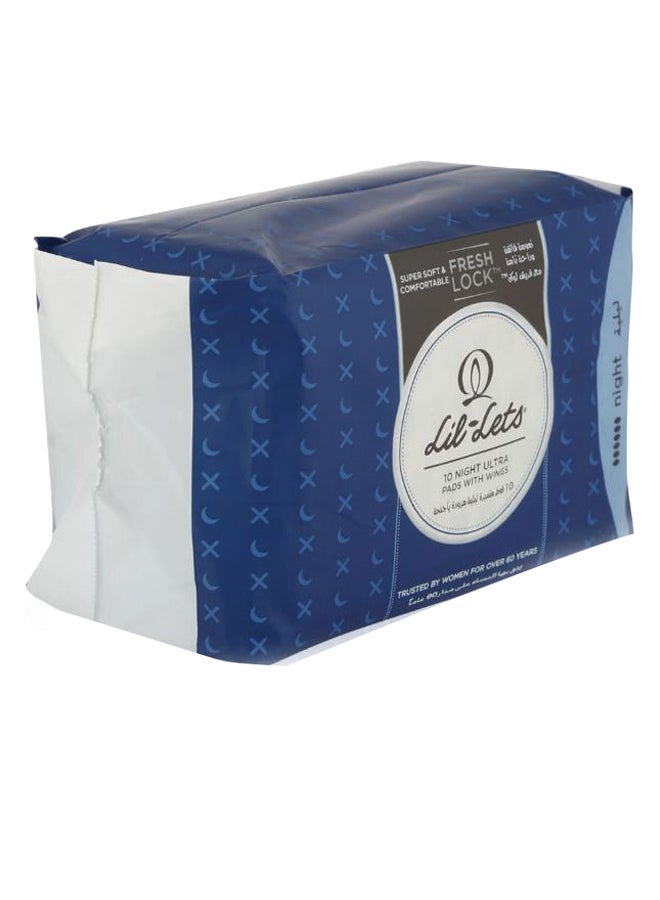 10-Pieces Night Ultra Thin Pads With Wings